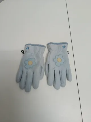 Guantes niña flor azul