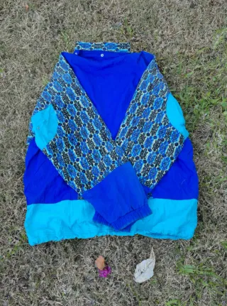 Chaqueta Vintage Estampada Azul