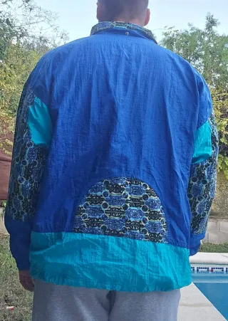 Chaqueta Vintage Estampada Azul