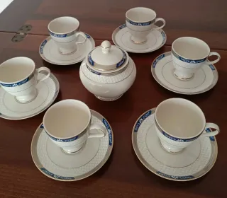 Set Tazzine Caffè Porcellana Blu e Bianche