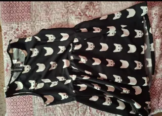 Vestido negro estampado gatos Talla L