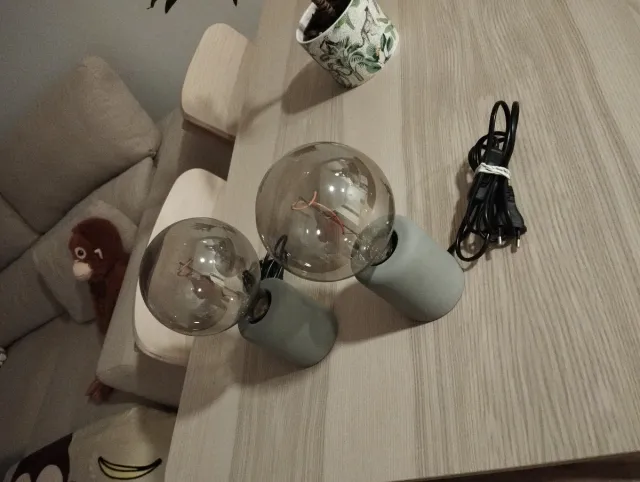 Set 2 Lámparas Mesa Cristal Gris