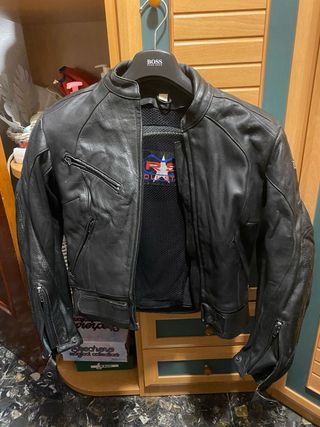 Chaqueta Moto Cuero Roll Star Negra Talla 38/M