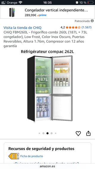 Nevera Combo negra mediana 1 año de uso