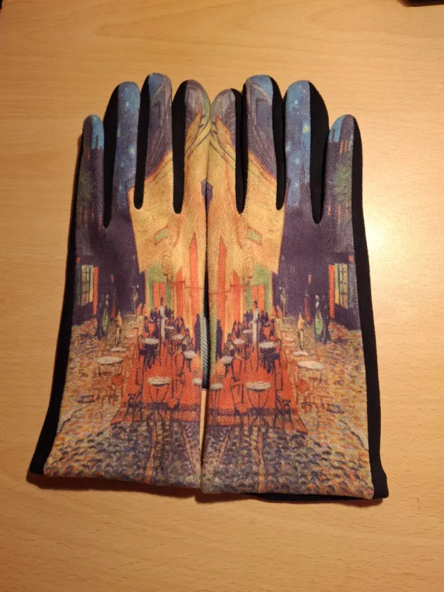 Guantes Van Gogh Terraza de café por la noche