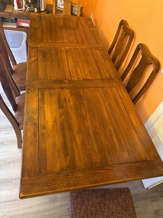 Mesa comedor (170) y 6 sillas madera mexicana