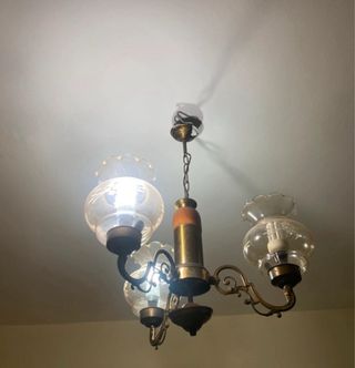 Lampadario retrò oro e trasparente