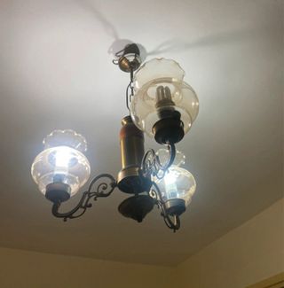 Lampadario retrò oro e trasparente