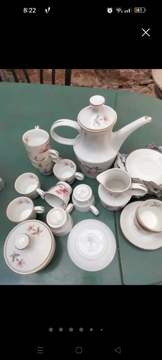 Juego de café porcelana floral