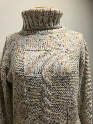 Maglione dolcevita patchwork multicolor