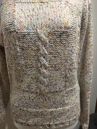 Maglione dolcevita patchwork multicolor