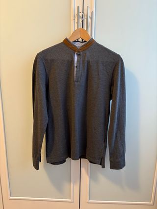 Polo Massimo Dutti cuello mao gris Talla S