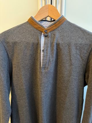 Polo Massimo Dutti cuello mao gris Talla S