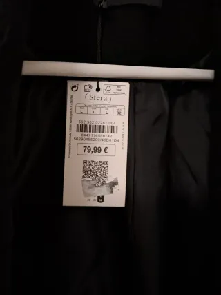 Abrigo largo negro nuevo, con etiqueta