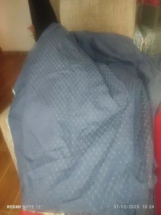 Tela huertana o chaleco fallero azul y blanco.