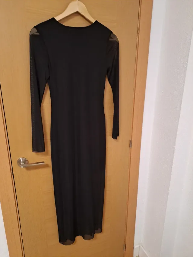 Vestido negro elegante manga tul M