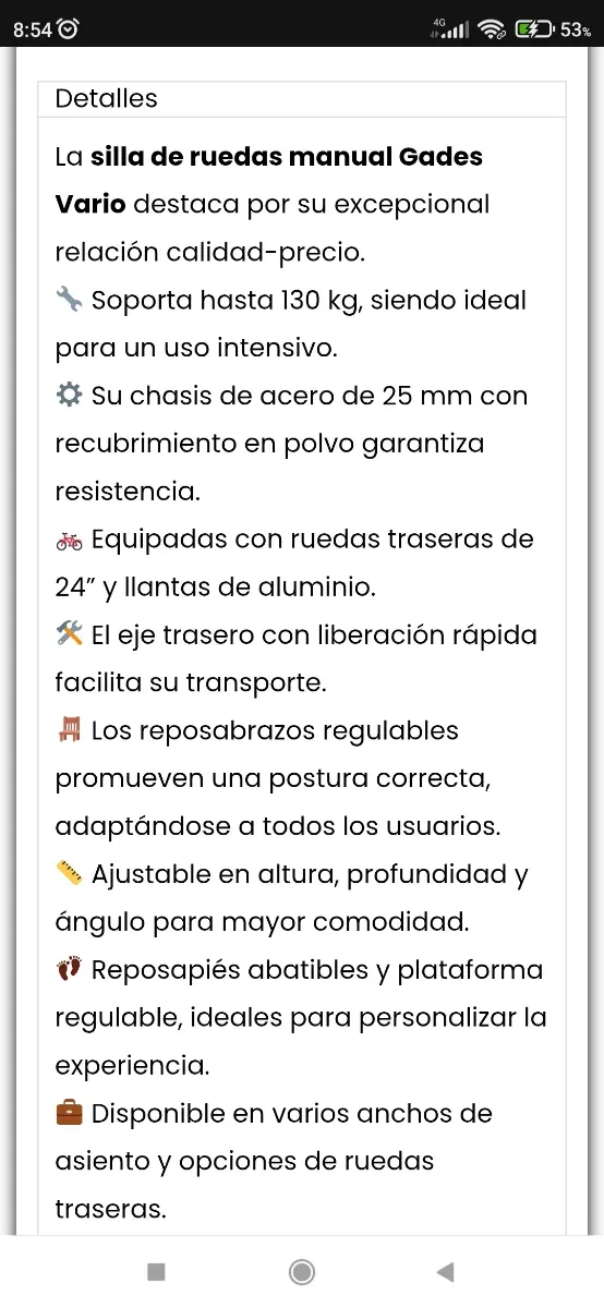 Silla de ruedas GADES VARIO plegable