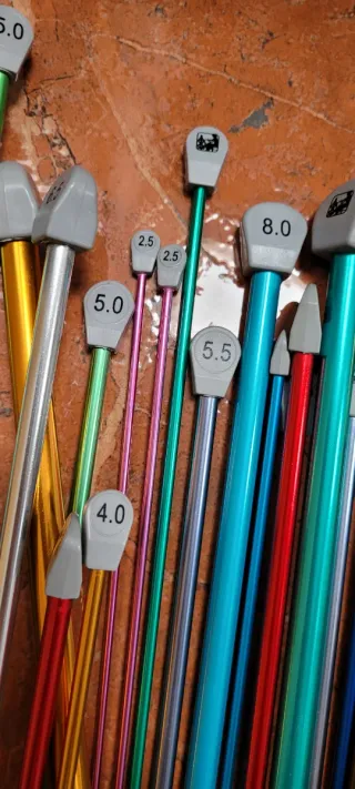 Agujas de tejer de aluminio. Agujas punto