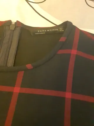 Blusa Zara cuadros manga larga cremallera
