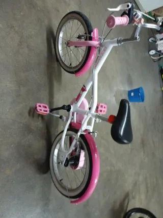 Bici niña BTWIN 16 blanca y rosa