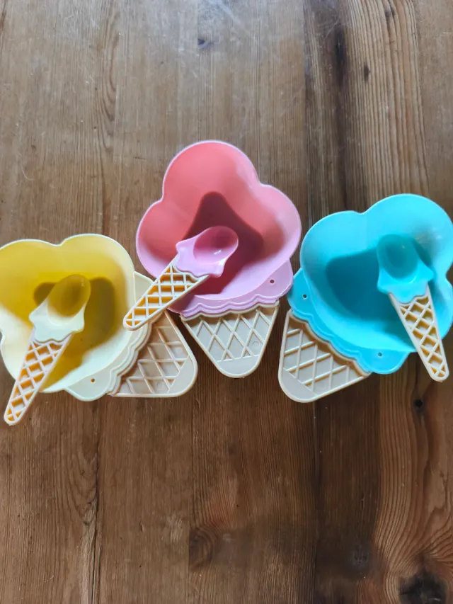 Set 3 Tazones Cucharas Helado plástico