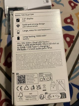 Nokia 105 Negro Dual SIM -- NUEVO