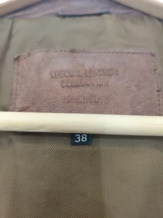 Cazadora cuero mujer marrón