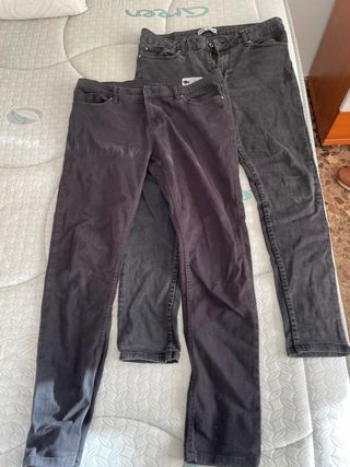 2 Pantalones Vaqueros Zara Negros Talla 46