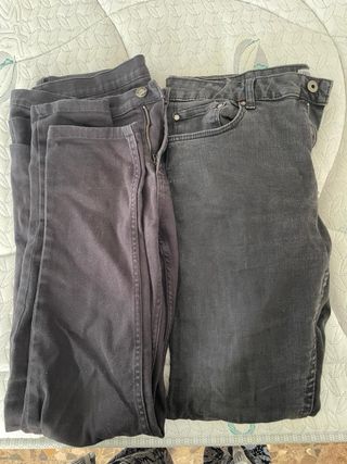 2 Pantalones Vaqueros Zara Negros Talla 46
