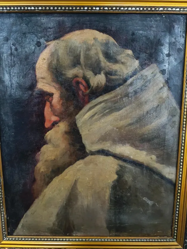 Antico dipinto ritratto uomo barbuto