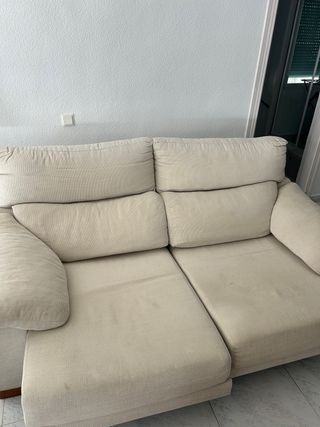 Sofá de 2 plazas extensible beige