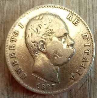 #1619 – Una Moneta 1 L 1887 Regno Italia