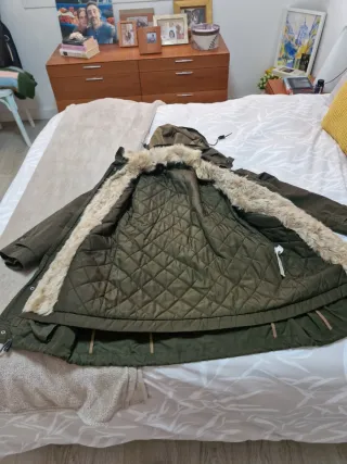 Parka Zara T L Forro Interior Verde Militar