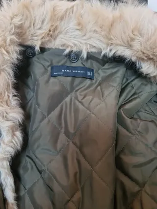Parka Zara T L Forro Interior Verde Militar