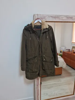 Parka Zara T L Forro Interior Verde Militar