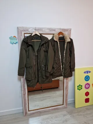 Parka Zara T L Forro Interior Verde Militar