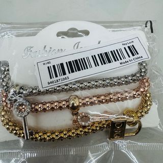 3 bracciali set bigiotteria oro, argento, rosa