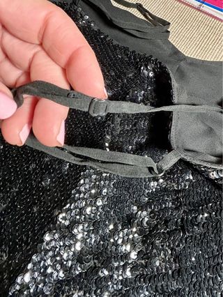 Top Lencero Seda Lentejuelas Negras Talla 40