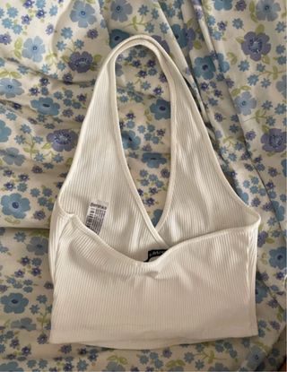 Top Bershka blanco halter