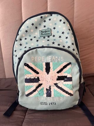 Mochila Pepe Jeans estrellas y bandera lentejuelas