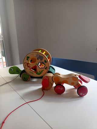 Set 3 giochi in legno da tirare e da impilare