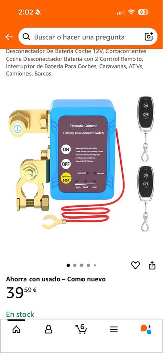 Desconectador Batería Coche 12V con Mando