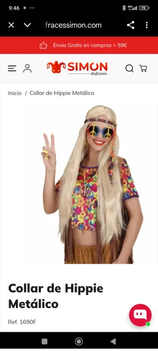 Collare di metallo della pace hippy per Carnevale