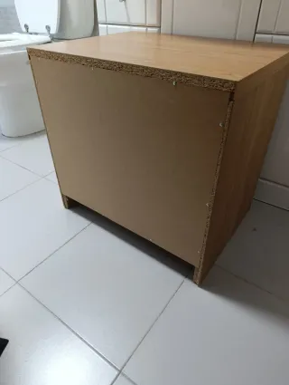 Mesita de noche Ikea vintage madera y cristal