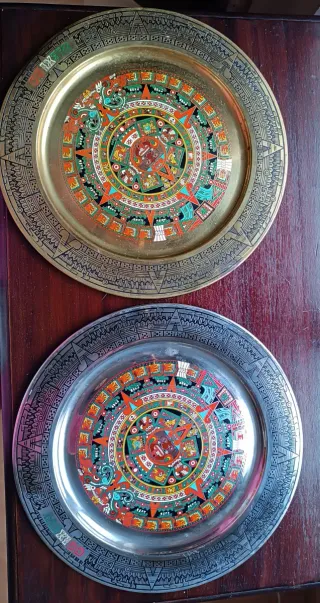 Lotto 2 Piatti Decorativi Aztechi Antichi