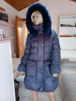 Piumino con vere piume d'oca con cappuccio