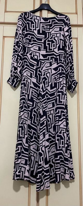 Vestido H&M Negro y Blanco Geométrico