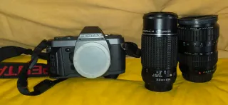 Pentax P30T fotocamera con obiettivi