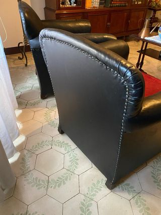 Coppia di divani retrò neri e rossi