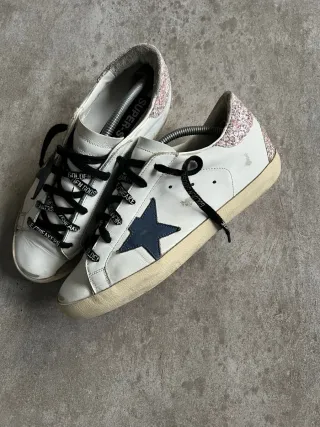 Golden Goose Superstar Sneakers Blanco Azul Rosa